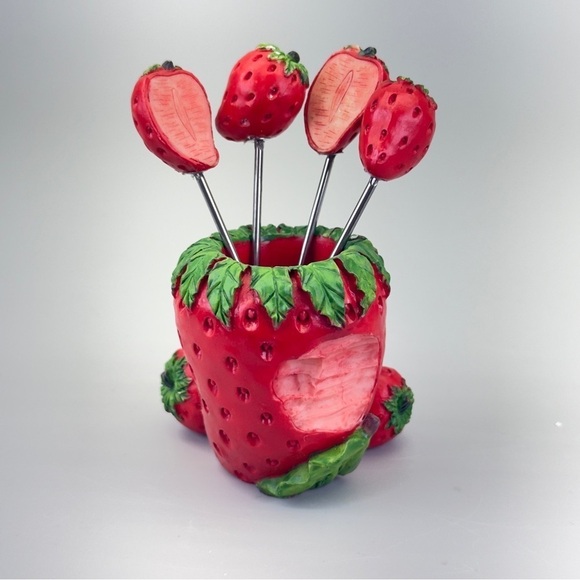 Vintage 2002 Strawberry Appetizer Pick Set - Picture 1 of 7